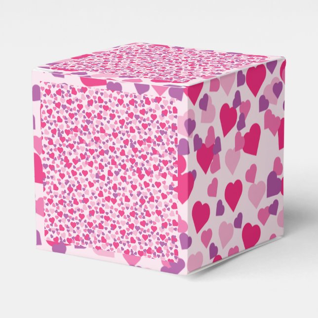 Pink Hearts of Love for Valentines Day Favour Box (Front Side)