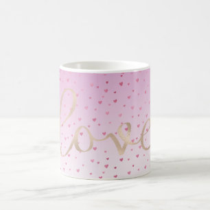Pink Hearts Ombre Gold Love Coffee Mug