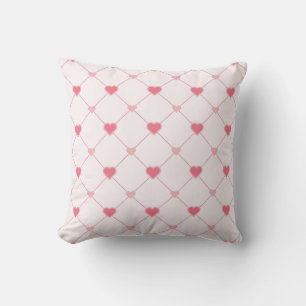 Pink Hearts on a Light Pink Grid Cushion