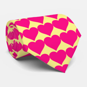 Pink hearts on a Yellow background. Tie