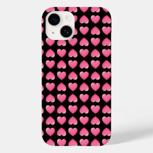 Pink Hearts on Black Case-Mate iPhone 14 Case