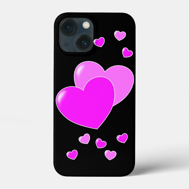 Pink Hearts on Black - cute Case-Mate iPhone Case (Back)