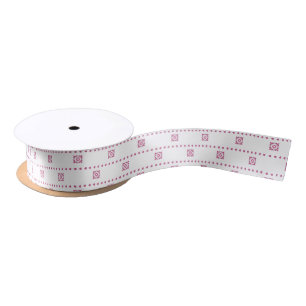 Pink hearts on white satin ribbon for wrapping