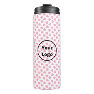 Pink hearts on white thermal tumbler