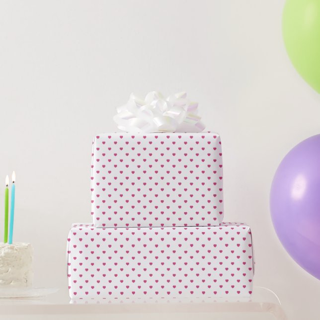 Pink hearts on white wrapping paper (Party Gifts)