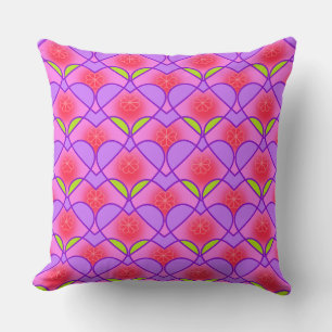 Pink Hearts Overlapping Cushion