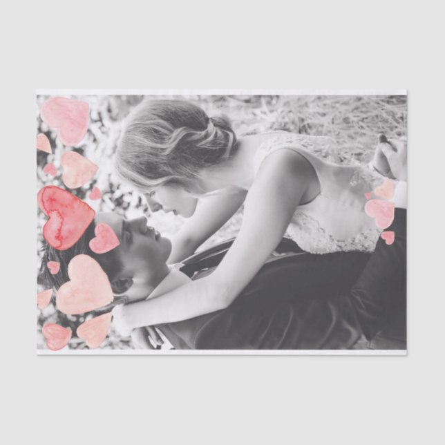 Pink Hearts Overlay Add Your Own Photo Tissue Paper (Front)