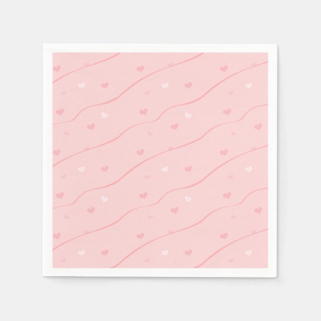 Pink Hearts Paper Napkins (Front)