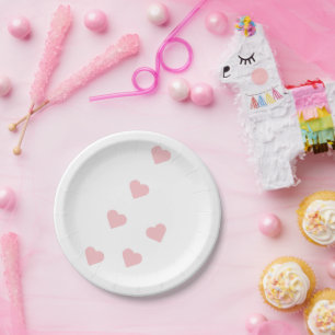 Pink Hearts Paper Plate