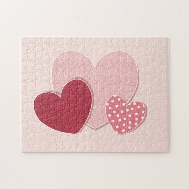 Pink Hearts Paper Sticker Jigsaw Puzzle (Horizontal)
