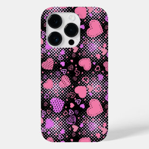 Pink Hearts Pattern 01 Black BG Case-Mate iPhone 14 Pro Case