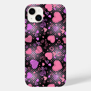 Pink Hearts Pattern 01 Black BG Case-Mate iPhone 14 Plus Case
