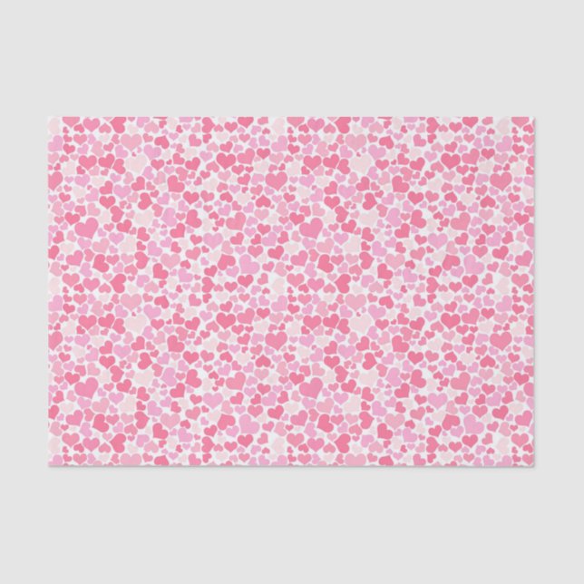 Pink Hearts Pattern - 10lb Tissue Paper, White Paper (Front)