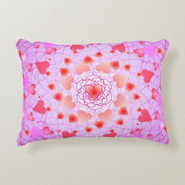 Pink Hearts Pattern Accent Pillow (Front)