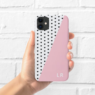 Pink Hearts Pattern Asymmetric Phone Case
