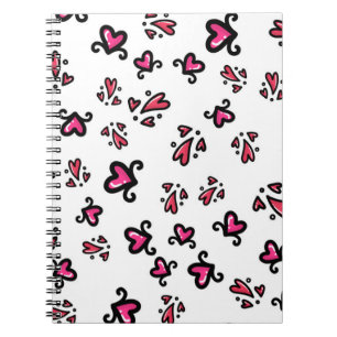 Pink Hearts Pattern – Cute Doodle Design Notebook