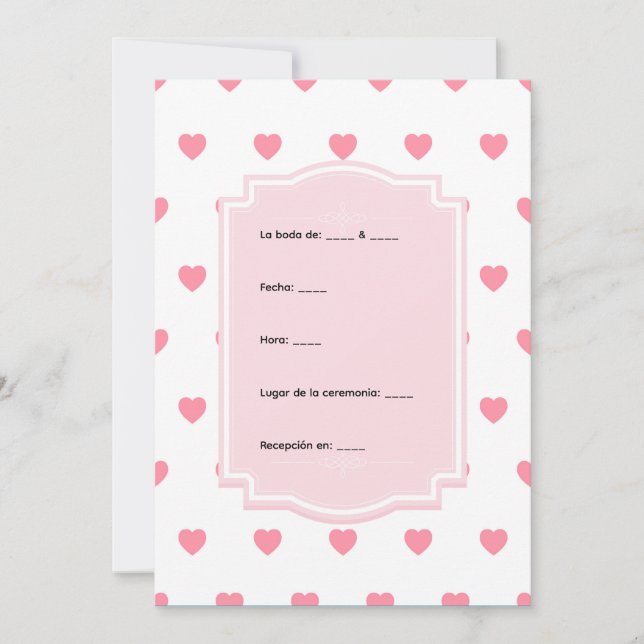 Pink Hearts Pattern Invitation (Front)