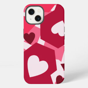Pink, Hearts, Pattern iPhone 13 Case