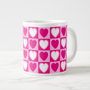 Pink hearts pattern large coffee mug