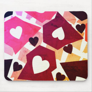 Pink, Hearts, Pattern Mouse Pad