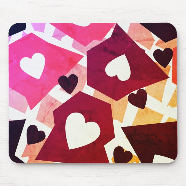 Pink, Hearts, Pattern Mouse Pad (Front)