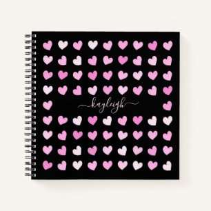 Pink Hearts Pattern Notebook