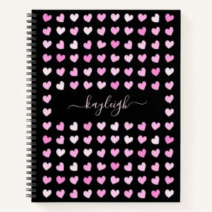 Pink Hearts Pattern Notebook