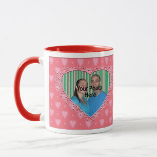 Pink Hearts Pattern Photo Mug Template