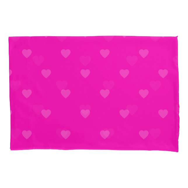 Pink hearts pattern pillowcase (Front)