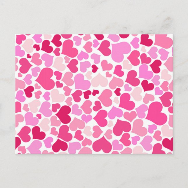 Pink hearts pattern postcard (Front)