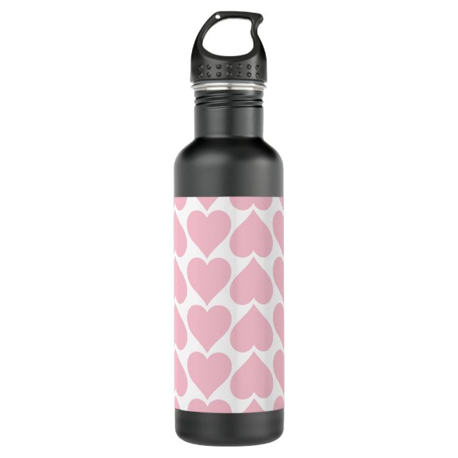 Pink Hearts Pattern, Romantic, Love 710 Ml Water Bottle (Front)