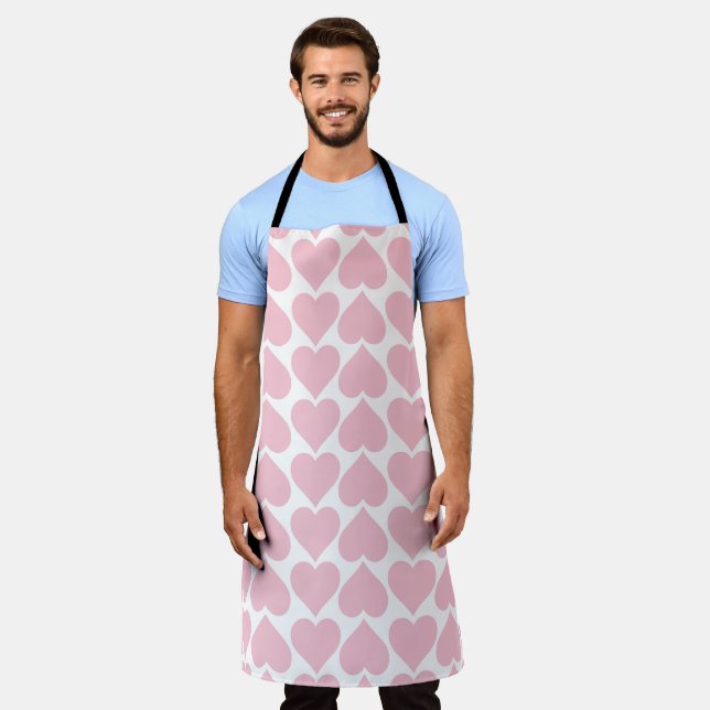 Pink Hearts Pattern, Romantic, Love Apron (Worn)