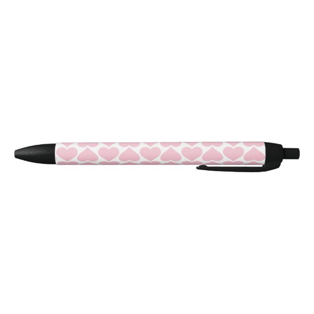 Pink Hearts Pattern, Romantic, Love Black Ink Pen (Bottom)