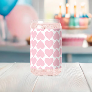Pink Hearts Pattern, Romantic, Love Can Glass
