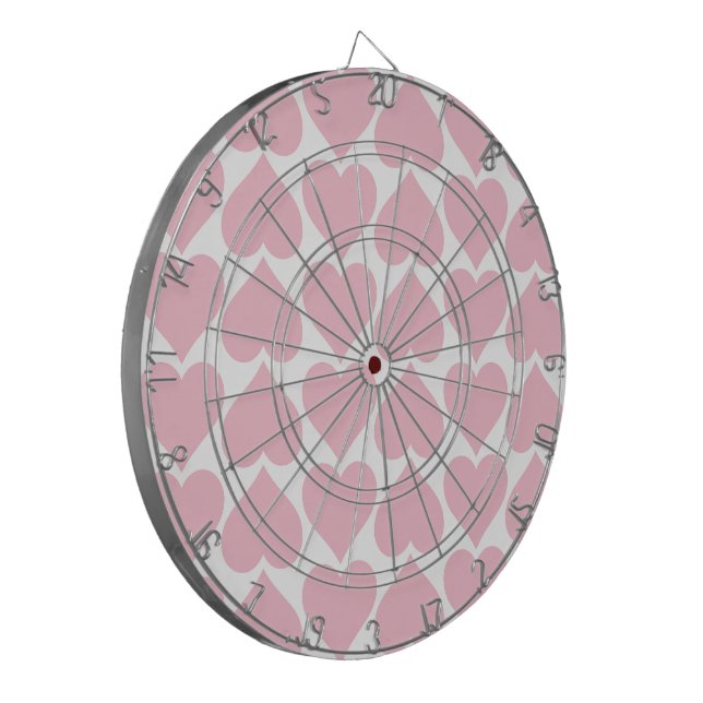 Pink Hearts Pattern, Romantic, Love Dartboard (Front Left)