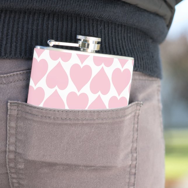 Pink Hearts Pattern, Romantic, Love Hip Flask (In Situ)