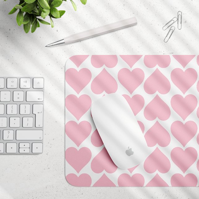 Pink Hearts Pattern, Romantic, Love Mouse Pad (Creator Uploaded)