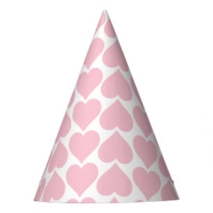 Pink Hearts Pattern, Romantic, Love Party Hat