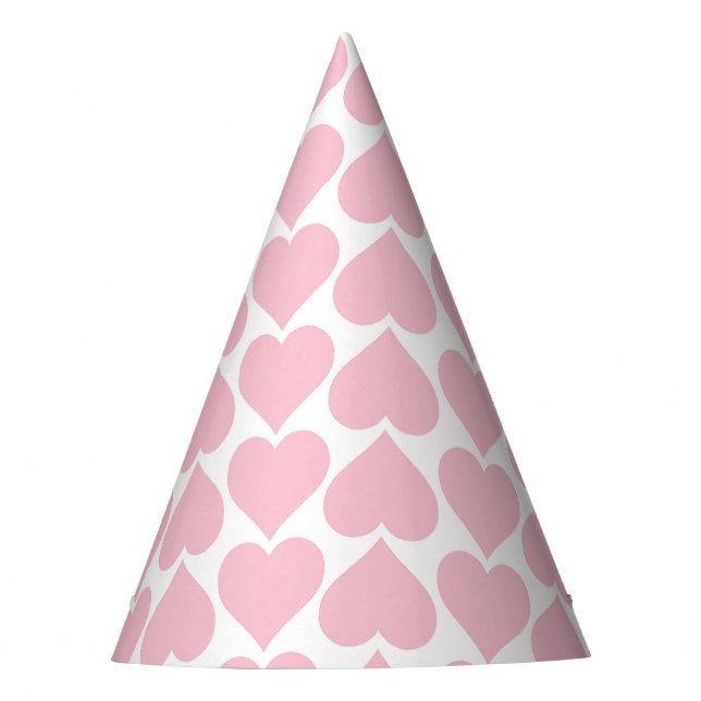 Pink Hearts Pattern, Romantic, Love Party Hat (Front)