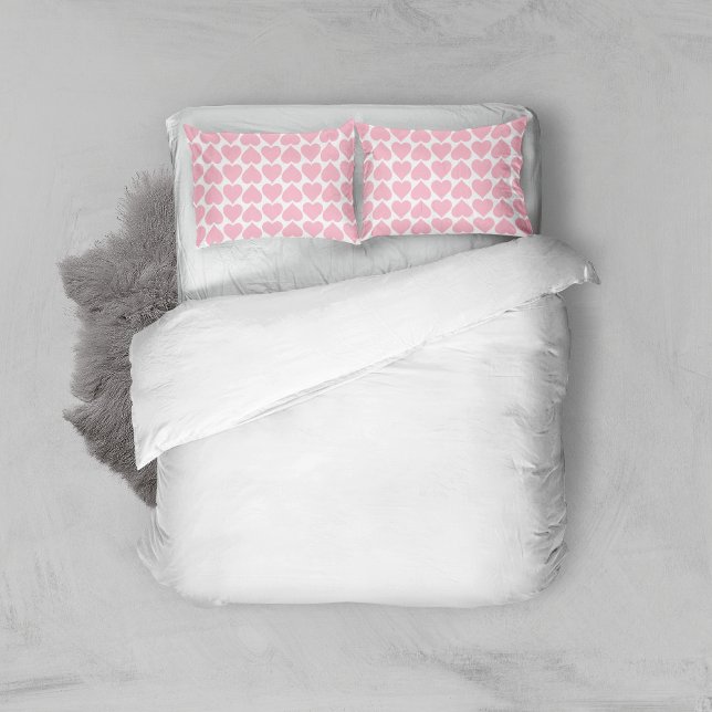 Pink Hearts Pattern, Romantic, Love Pillowcase (Creator Uploaded)
