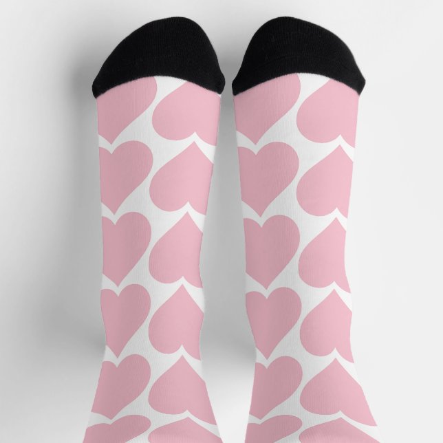 Pink Hearts Pattern, Romantic, Love Socks (Top)