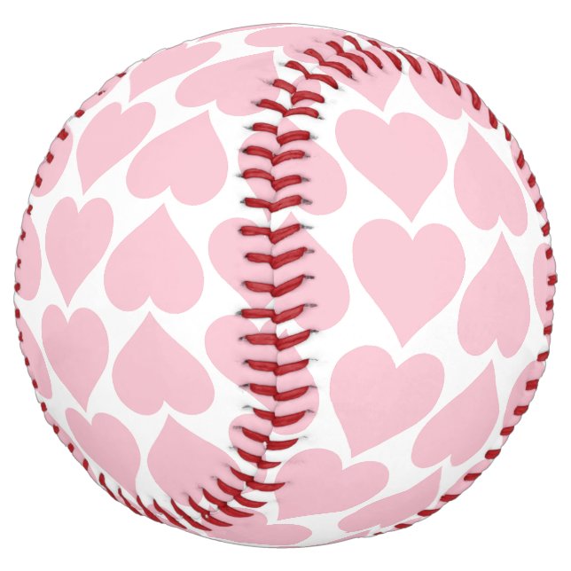 Pink Hearts Pattern, Romantic, Love Softball (Angled)