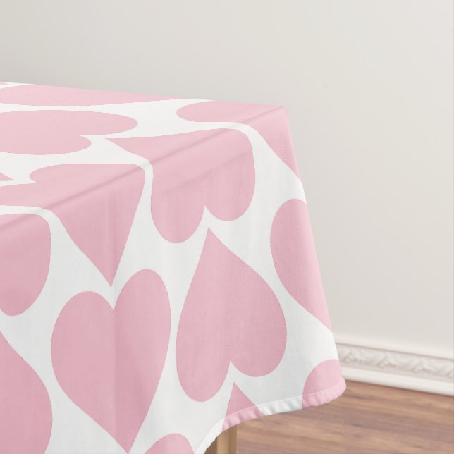 Pink Hearts Pattern, Romantic, Love Tablecloth (In Situ)