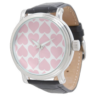 Pink Hearts Pattern, Romantic, Love Watch
