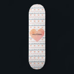 Pink Hearts Pattern  Skateboard<br><div class="desc">Cute pink and charcoal grey heart and squiggles pattern girly skateboard. A great gift for your daughter or granddaughter.</div>