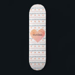 Pink Hearts Pattern Skateboard<br><div class="desc">Cute pink and charcoal grey heart and squiggles pattern girly skateboard. A great gift for your daughter or granddaughter.</div>