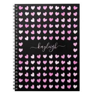 Pink Hearts Pattern Spiral Photo Notebook