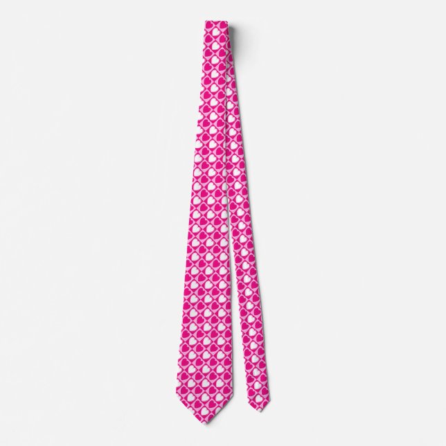 Pink hearts pattern tie (Front)