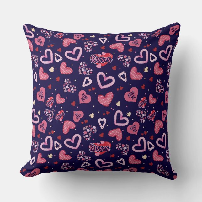 Pink Hearts Pattern Valentine's Day Cushion (Front)