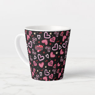 Pink Hearts Pattern Valentine's Day Latte Mug